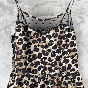 Xhilaration Womens Leopard Print Mesh Overlay Smocked Sundress M